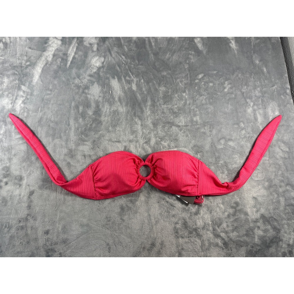 Vince Camuto‎ Hibiscus Pink Ribbed O-Ring Bandeau Bikini Top V1B678S NWT L